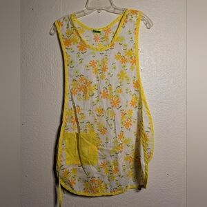 geno Designs Floral Yellow Apron with Pocket